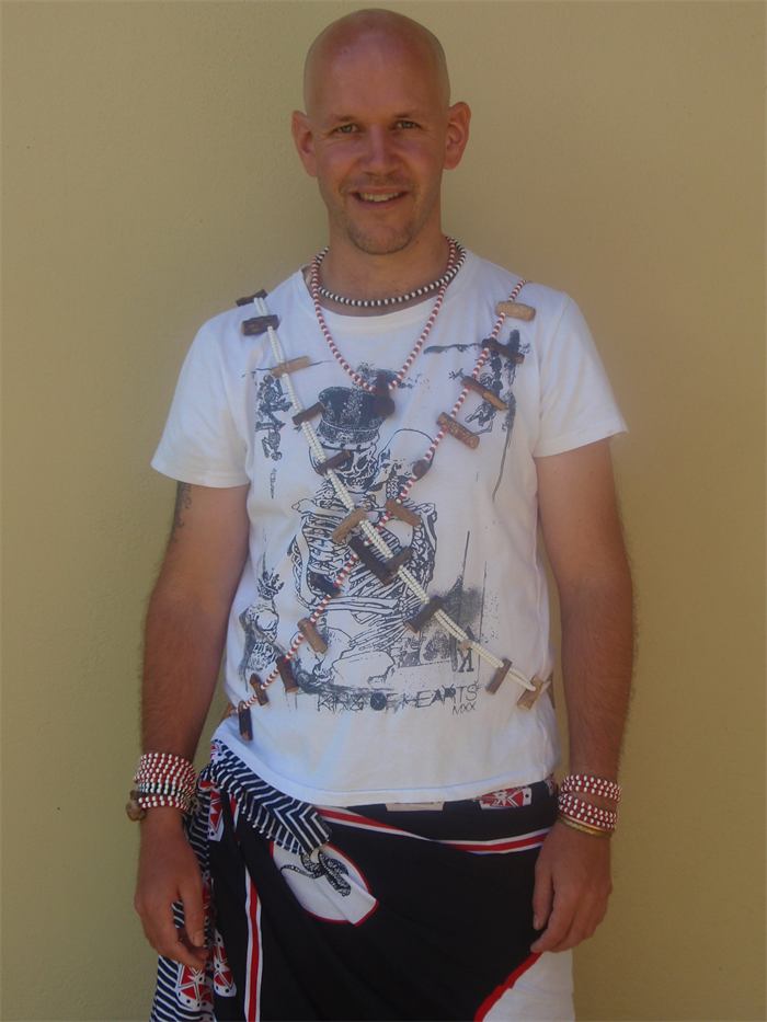 Guy wearing sangoma attire